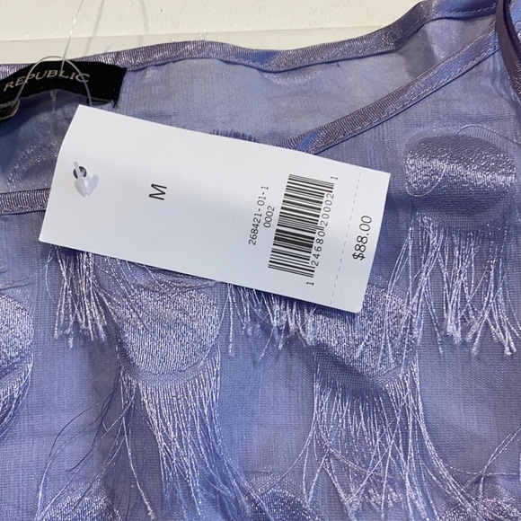 NWT Banana Republic Satin Trim Flutter Sleeve Eyelash Top - Picture 5 of 7